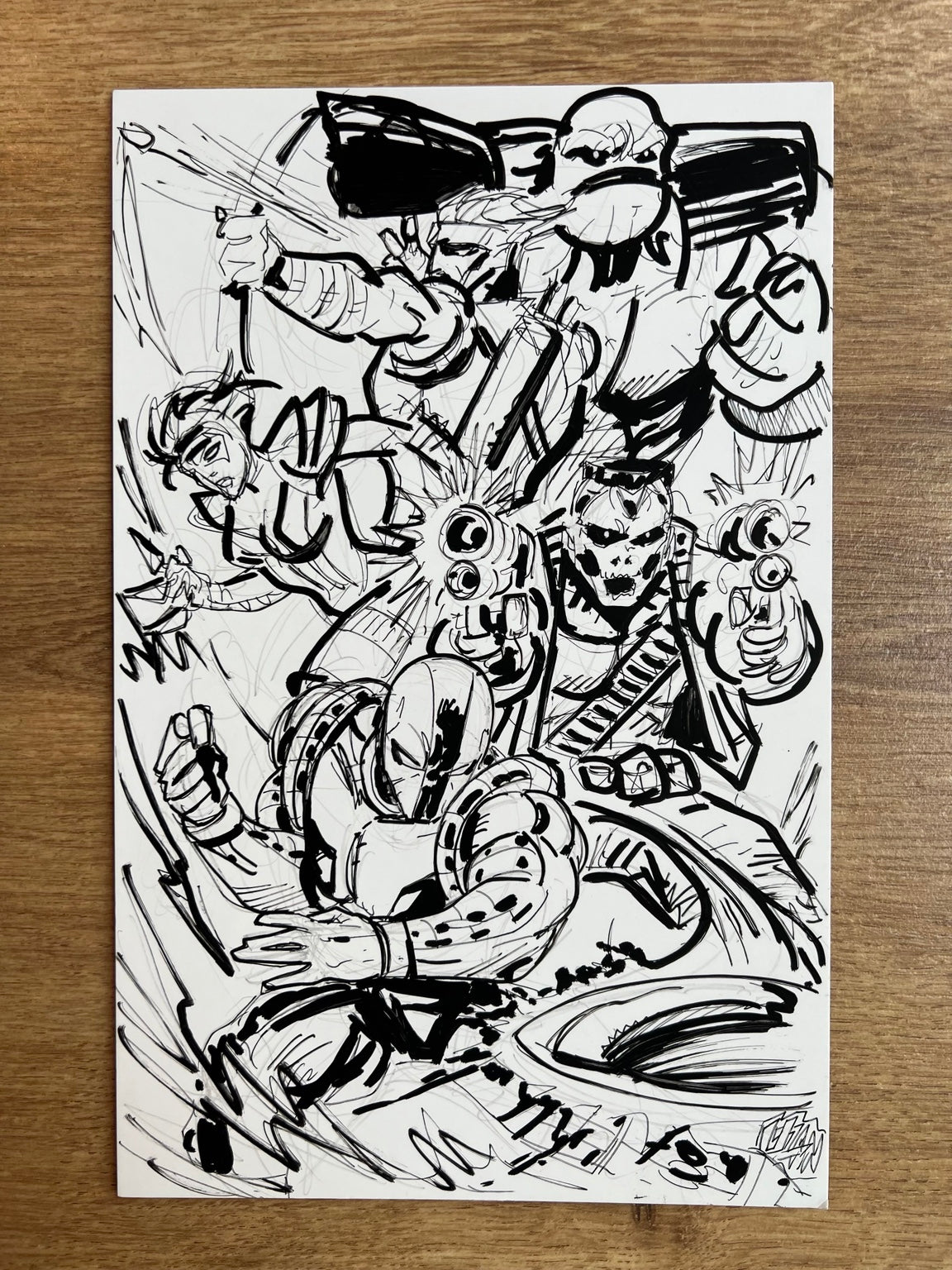 Youngblood #1 original preliminary cover artwork by Franck Uzan