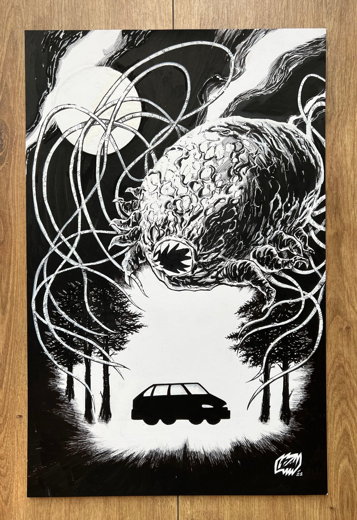 Original published cover art for Beyond the Breach #1, ink on Bristol board by Franck Uzan