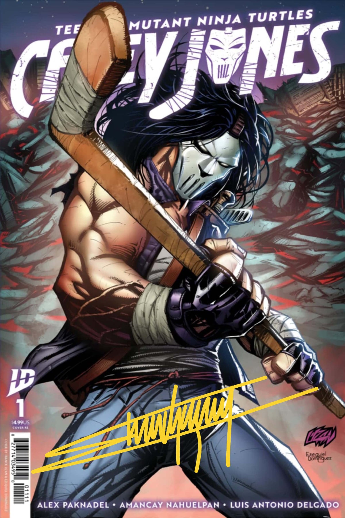 Casey Jones # 1 Trade Edition signed comic book cover by Franck Uzan.
