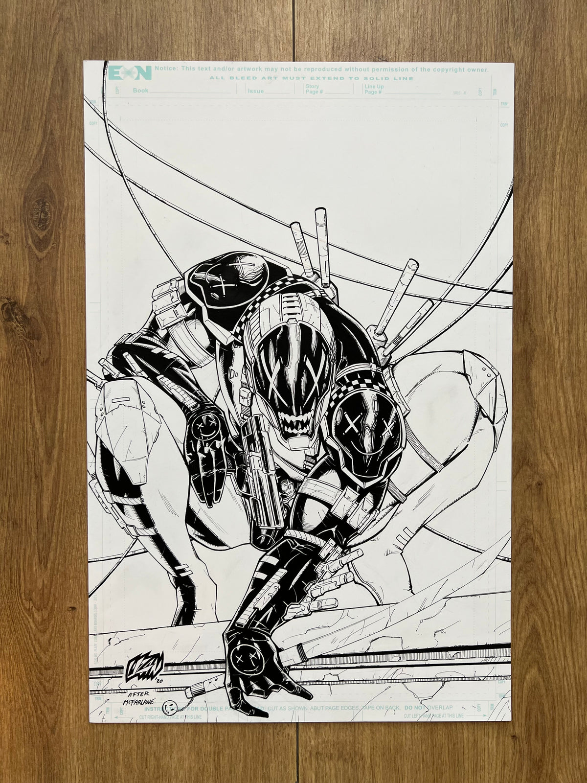 Original published cover art for Deathrage #1, ink on Bristol board by Franck Uzan