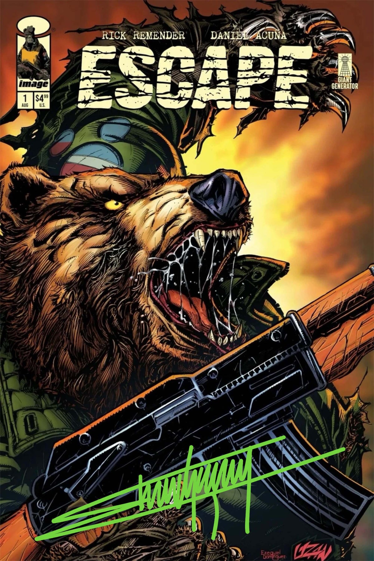 Escape #1 Trade Edition signed comic book cover by Franck Uzan.