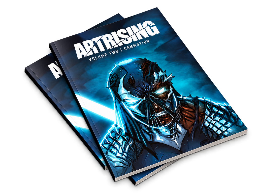 ArtRising Volume 2 front — transparent softcover trade paperback mockup