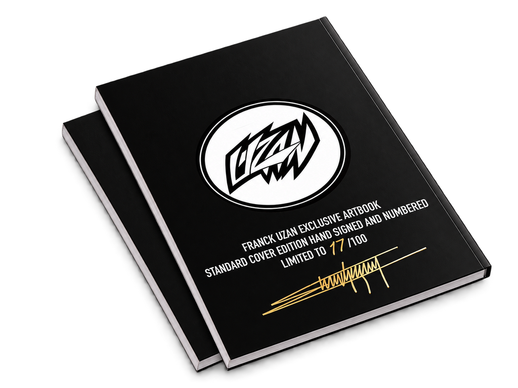 ArtRising Volume 1 back — edition 17/100, gold signature, transparent softcover trade paperback mockup