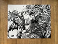 Original published connecting cover art for Final Boss #3 and #4, ink on Bristol board by Franck Uzan