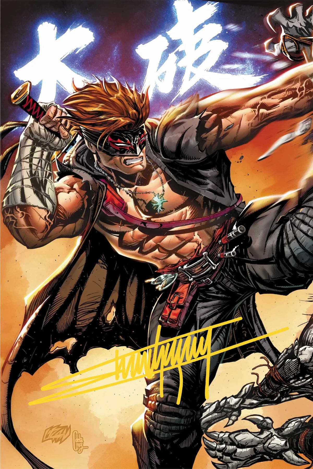 Final Boss #3 Virgin Edition signed comic book cover by Franck Uzan.