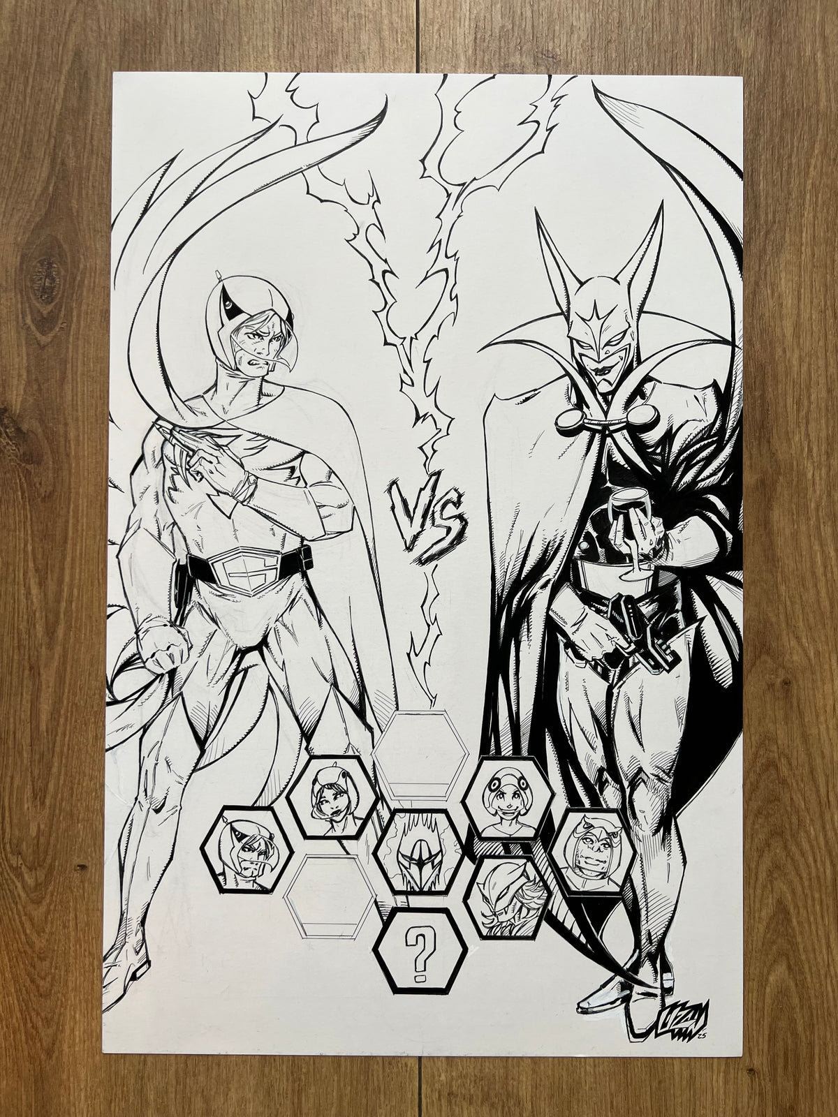 Original published cover art for Gatchaman #1 (reprint) ECCC Exclusive, ink on Bristol board by Franck Uzan