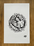Original published back cover art for Godzilla #3, ink on Bristol board by Franck Uzan