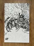 Original published cover art for Godzilla #7, ink on Bristol board by Franck Uzan