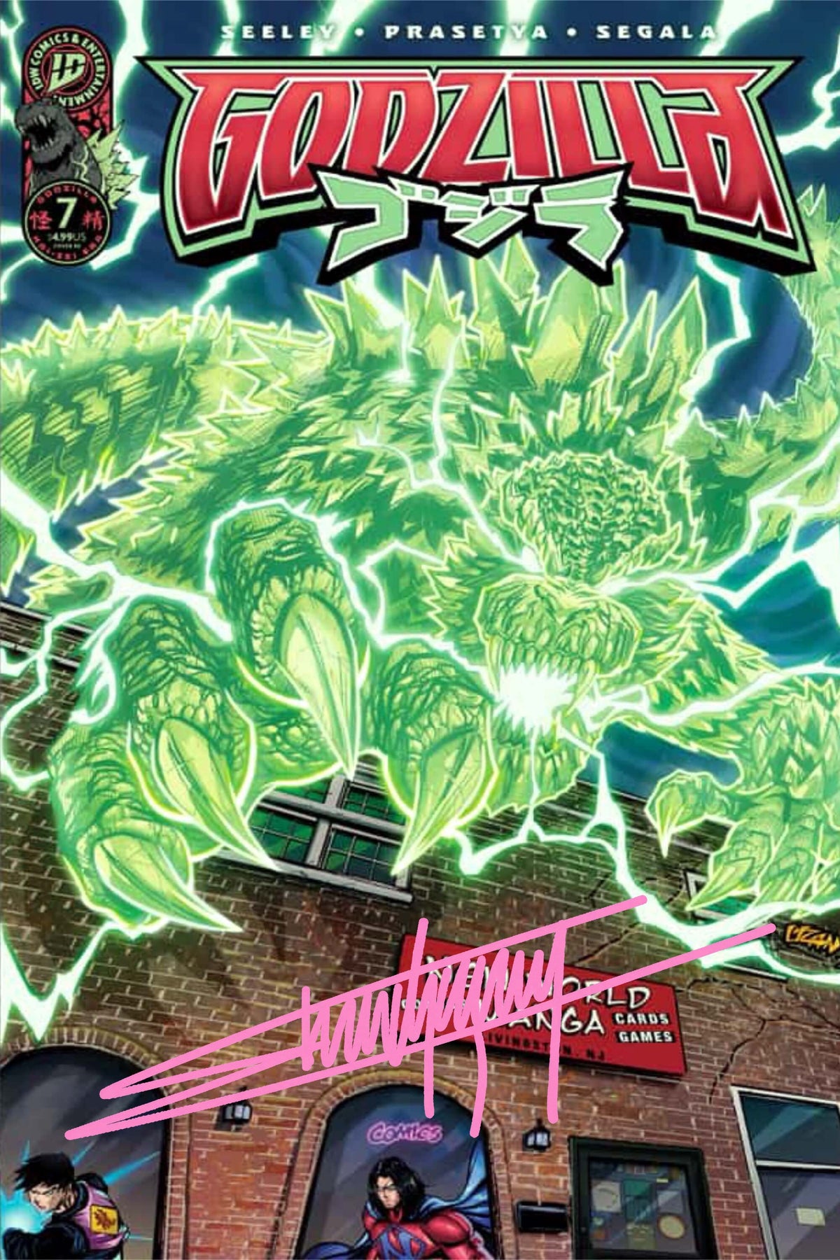 Godzilla #7 Trade Edition signed comic book cover by Franck Uzan.