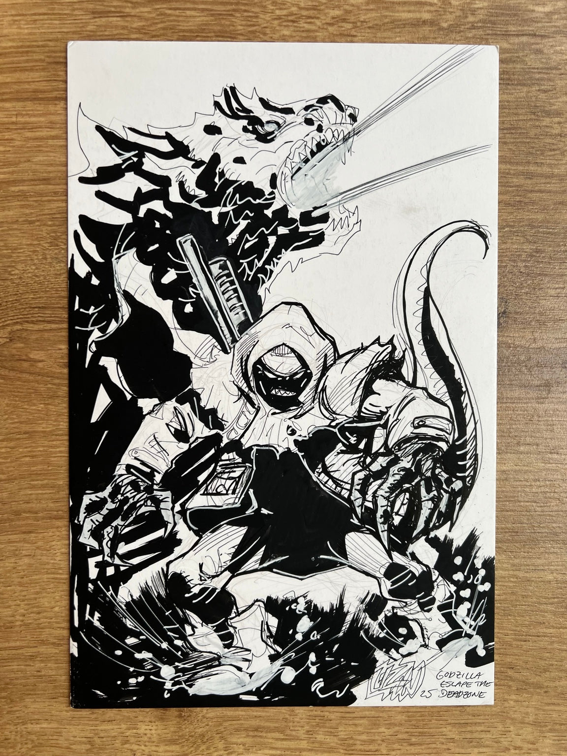 Godzilla: Escape the Deadzone #1 original editorial cover prelim by Franck Uzan