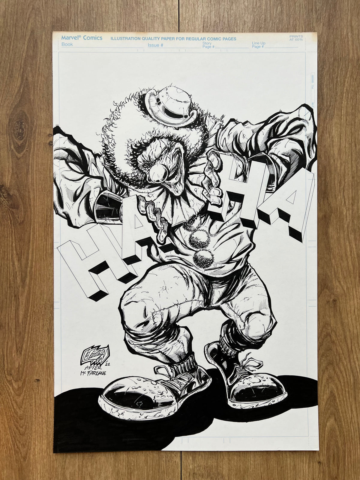 Original published cover art for HAHA #6, ink on Bristol board by Franck Uzan