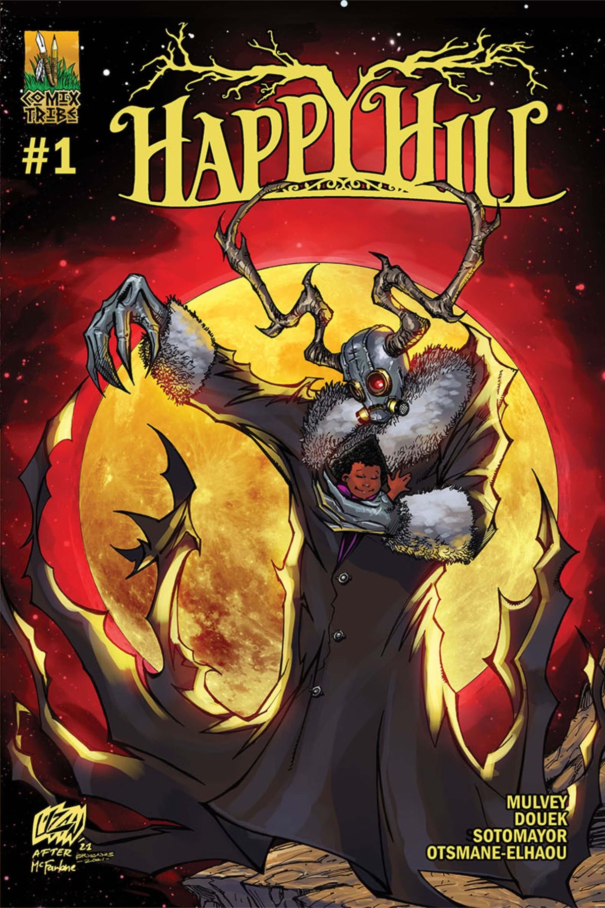 Happy Hill #1 - Kickstarter Trade Edition variant comic book cover illustrated by Franck Uzan.