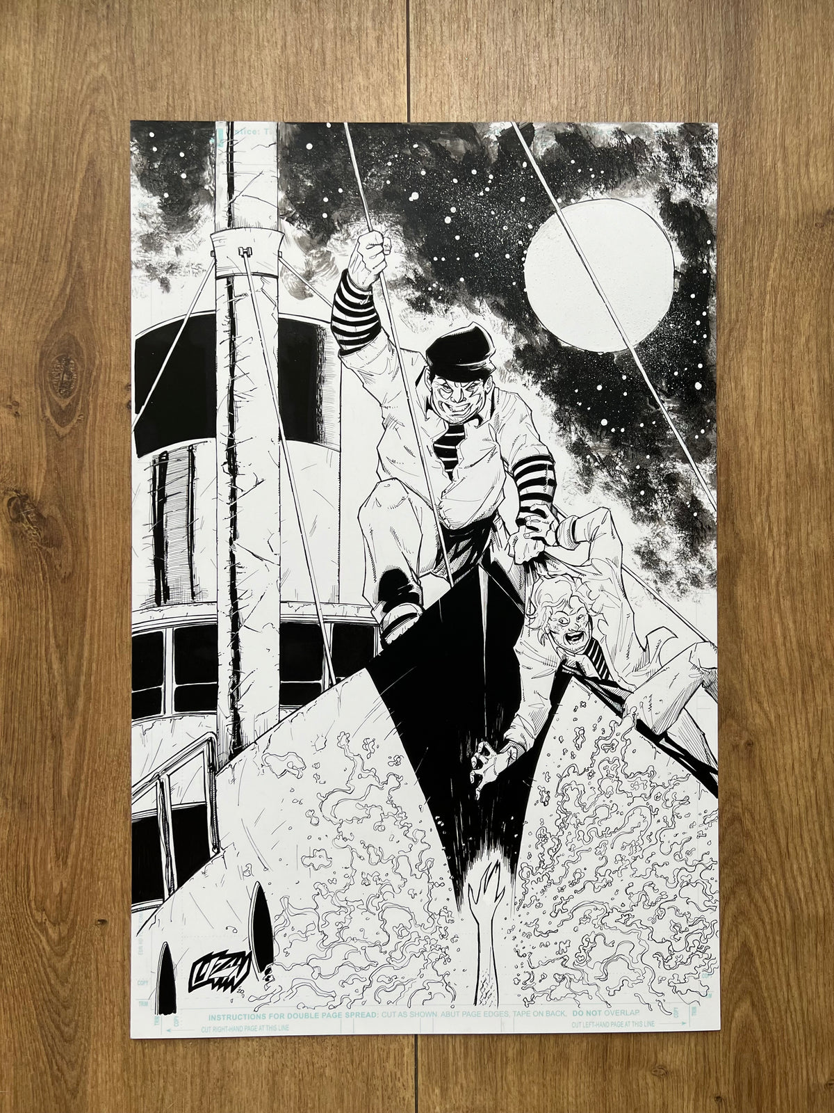 Original published cover art for Sea Of Sorrows #5, ink on Bristol board by Franck Uzan