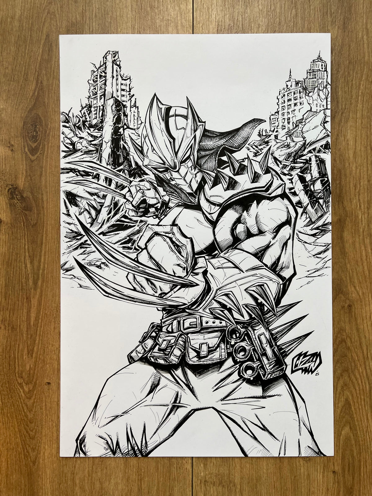 Shredder #1 original cover art, second connecting artwork by Franck Uzan