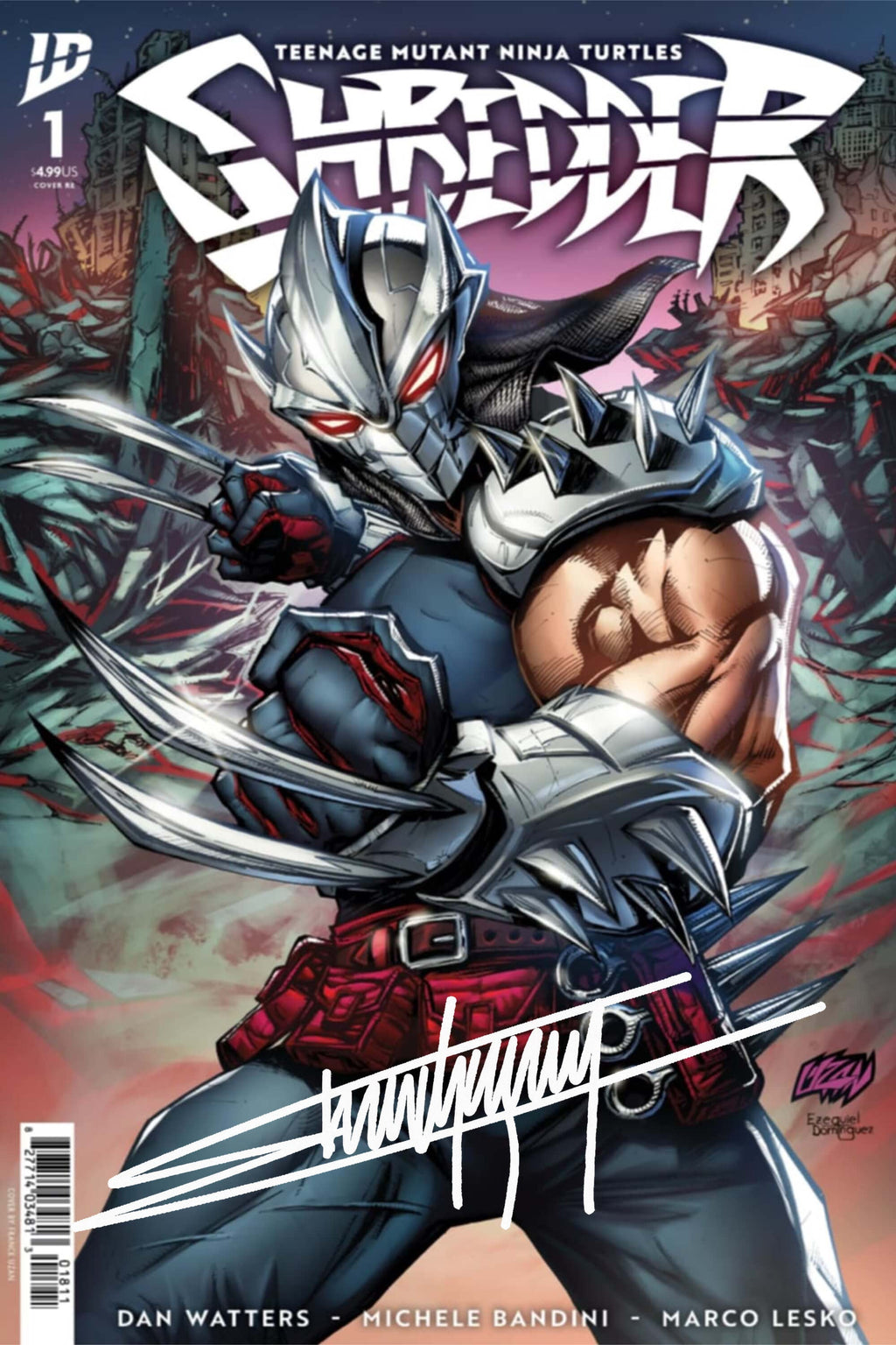 Shredder # 1 Trade Edition signed comic book cover by Franck Uzan.