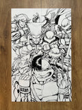 Original published cover art for Teenage Mutant Ninja Turtles x Street Fighter #1, ink on Bristol board by Franck Uzan