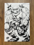 Original published cover art for The Last Ronin II—Re-Evolution #5, ink on Bristol board by Franck Uzan