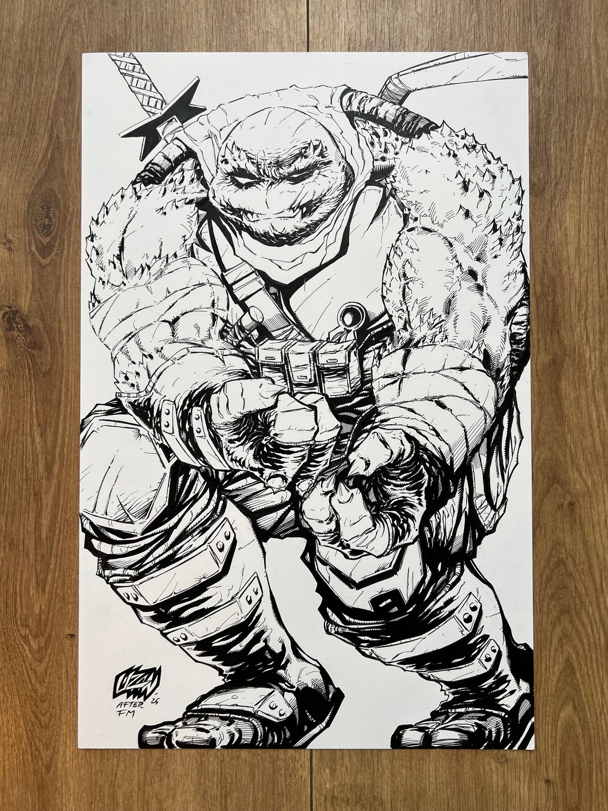 Original published cover art for The Last Ronin II—Re-Evolution #5, ink on Bristol board by Franck Uzan
