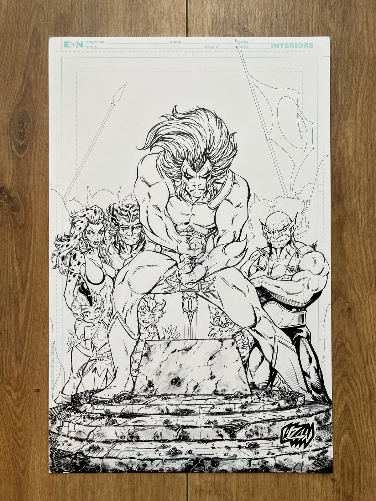 Original published cover art for Thundercats #12, ink on Bristol board by Franck Uzan
