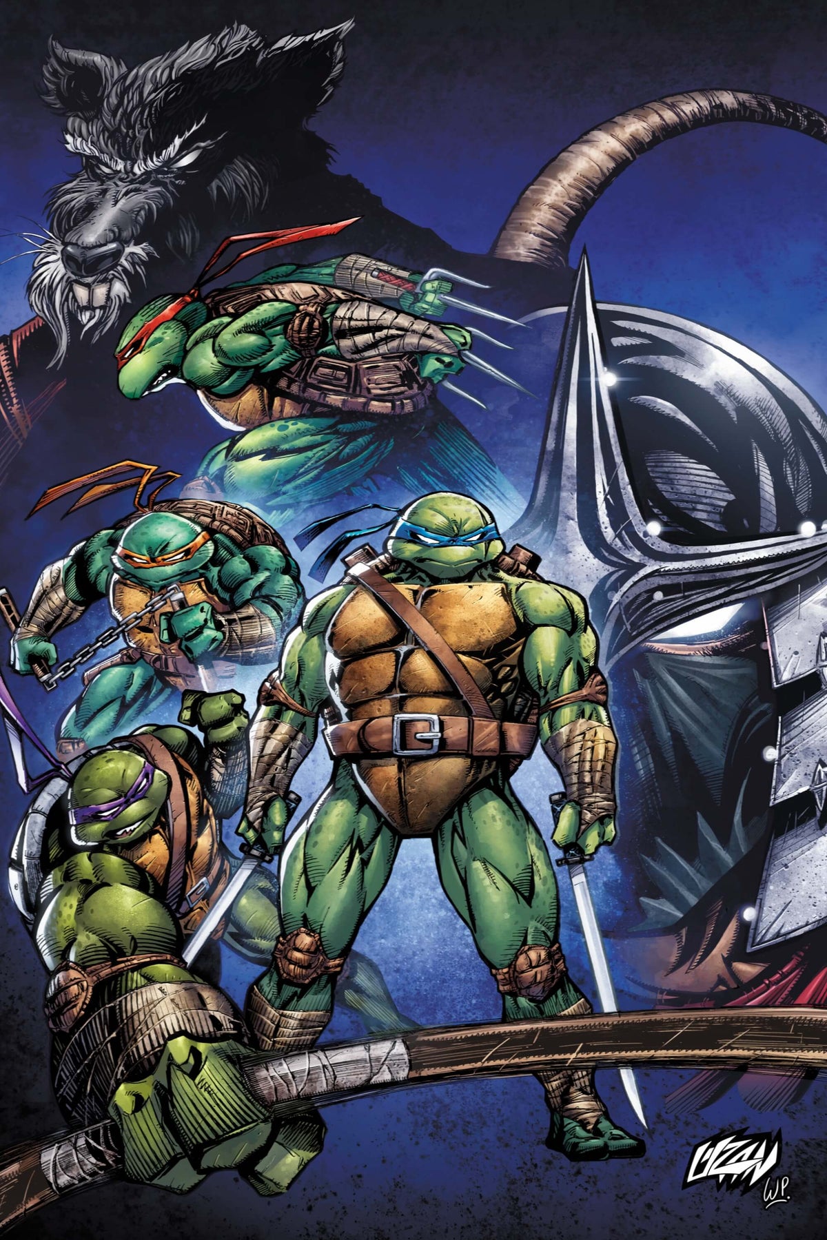 TMNT #7 - Virgin Edition variant comic book cover illustrated by Franck Uzan.