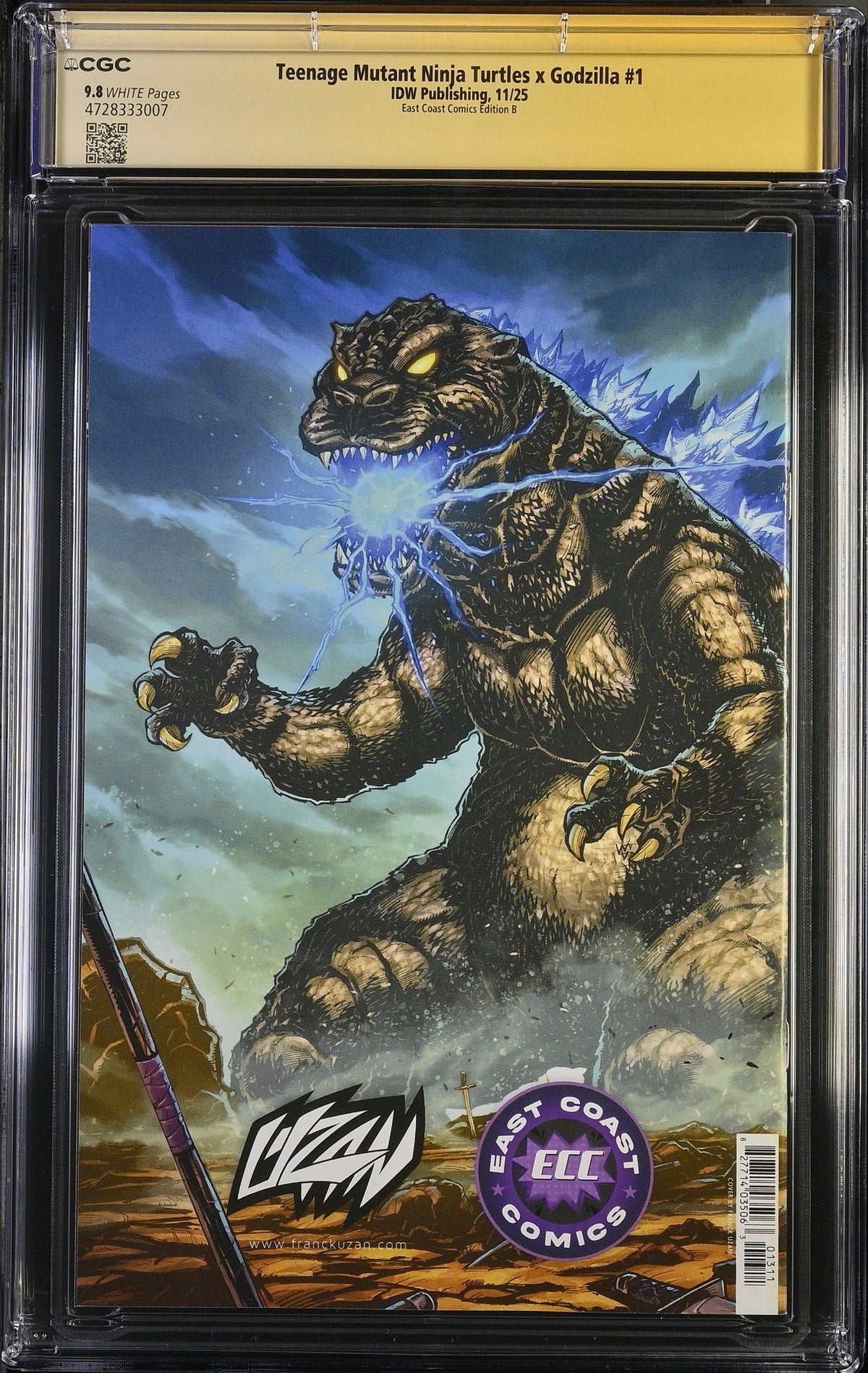 TMNT x Godzilla #1 Wraparound CGC SS 9.8 back #4728333007