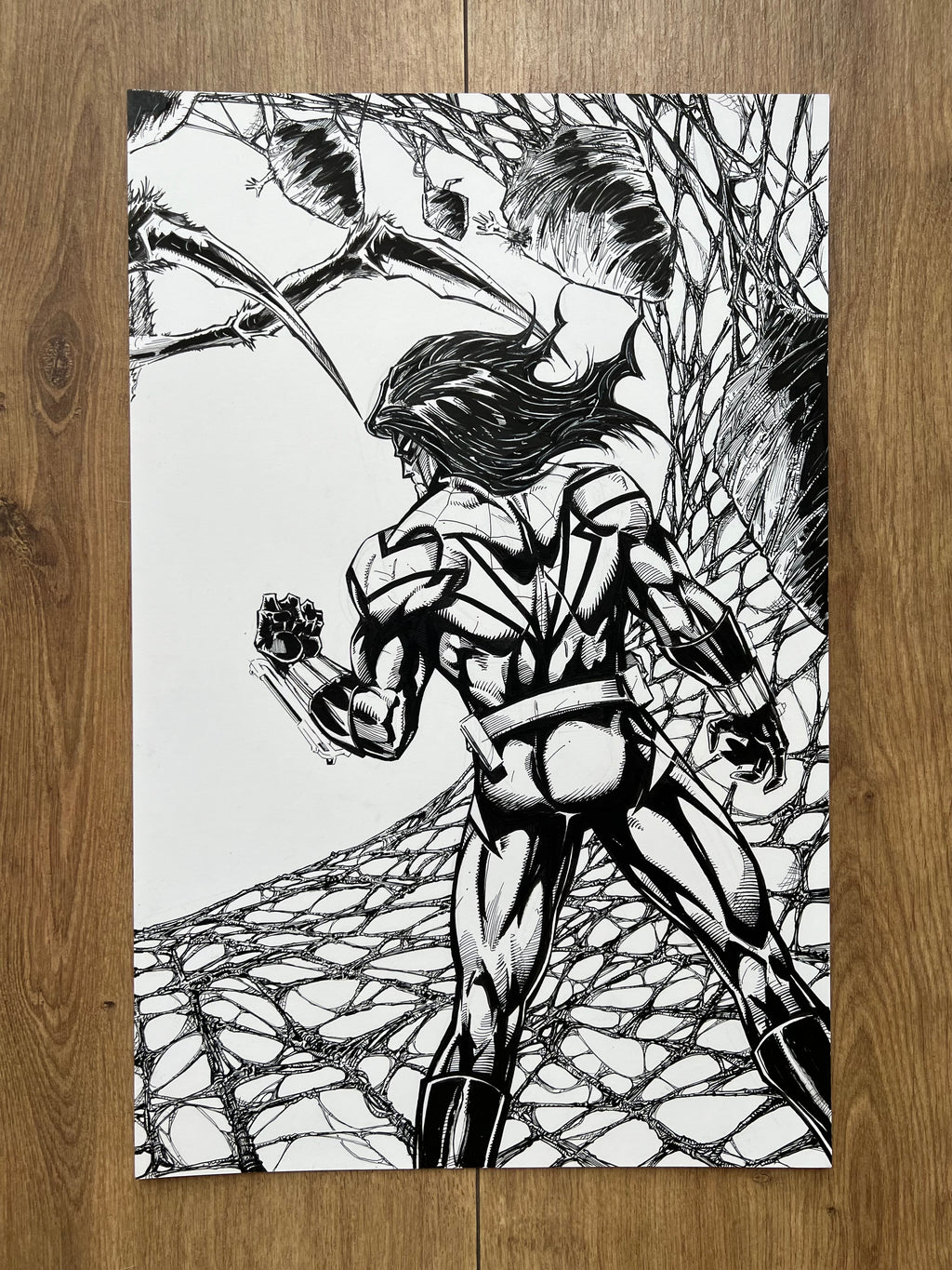 Original published wraparound cover art for Unholy Nightmare #4, ink on Bristol board by Franck Uzan — detail 3