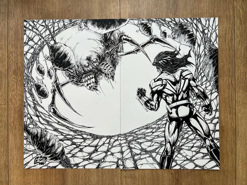 Original published wraparound cover art for Unholy Nightmare #4, ink on Bristol board by Franck Uzan