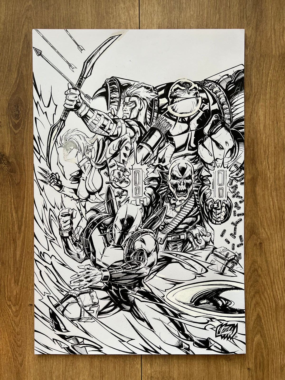 Original published cover art for Youngblood #1, ink on Bristol board by Franck Uzan